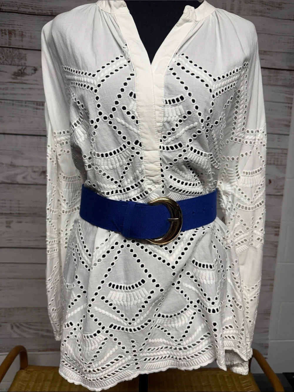 Vintage Fabric Bright Blue Wide Belt